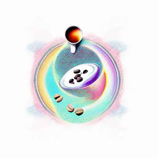 A Colorful Sunset With A Coffee Bean And Musical Instruments Incorporated