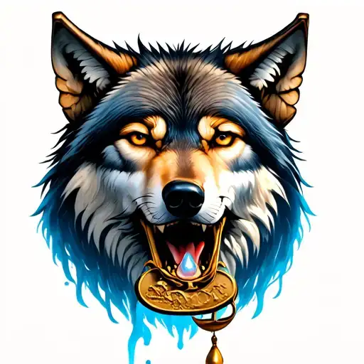 A Wolf With A Scale In Its Mouth And Lucifer's Tear