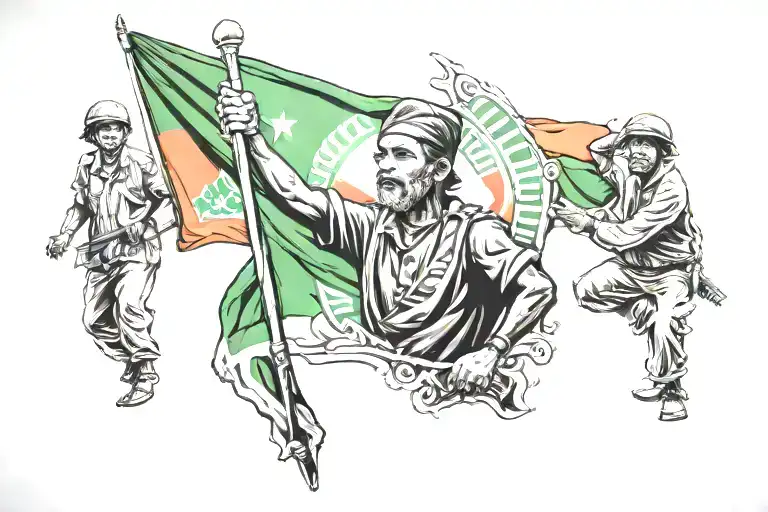 Bangladesh Freedom Fighter Holding Bangladesh Flag