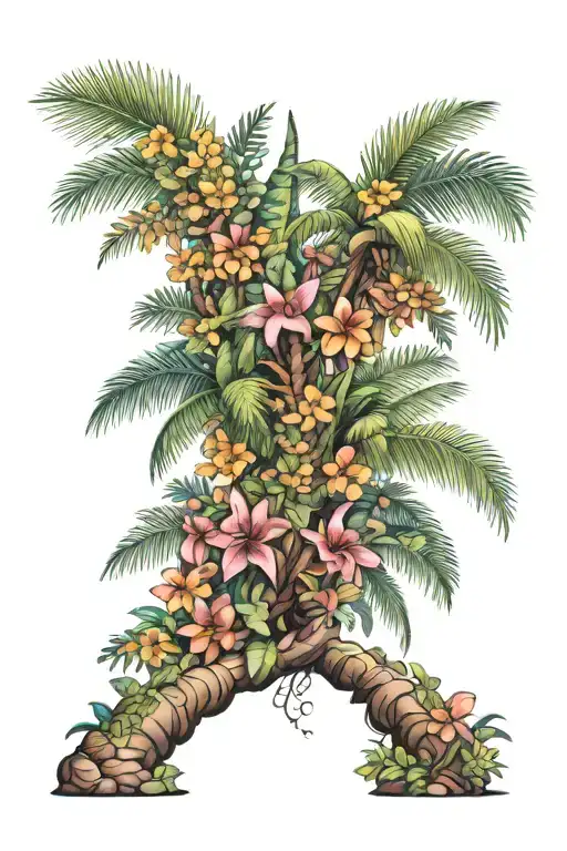 Manly Palm Tree With Flowers