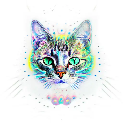 Three Eyed Cat With Psychedelic Background