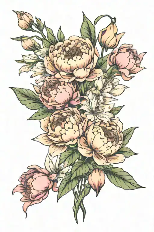 Simple Peony And Lily Bouquet