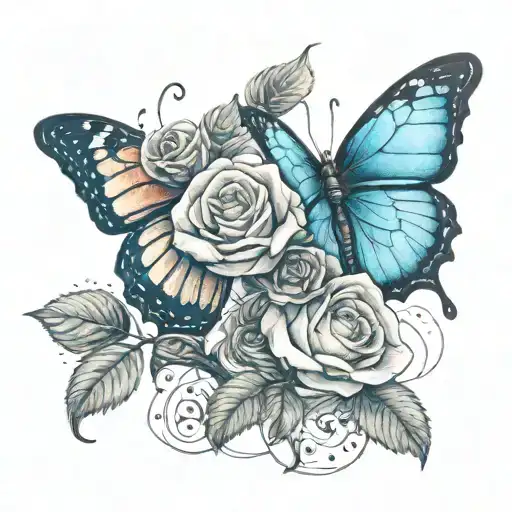 A Butterfly And Rose Intertwined To Symbolize Eternal Love