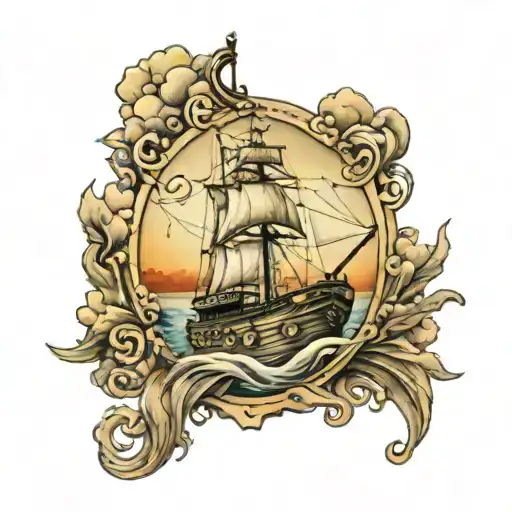 Anchor And Train Passing