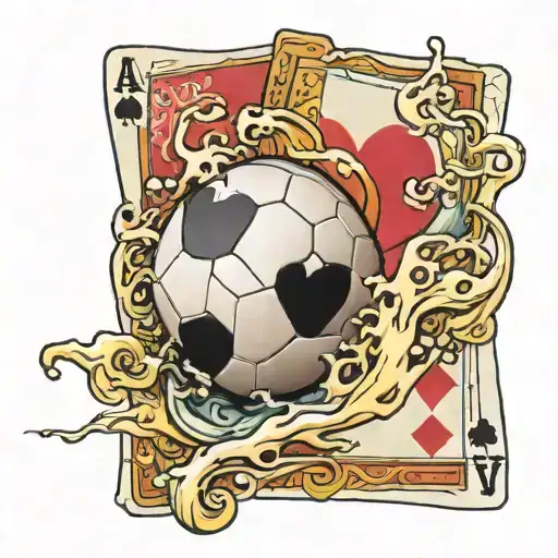 A Volleyball With Ace Of Hearts Playing Card And A Wave Crashing