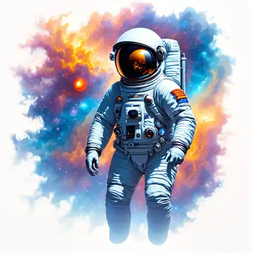 Nebula With Astronaut Looking