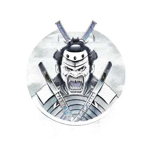 A Fierce Samurai Warrior Holding A Dragon Katana