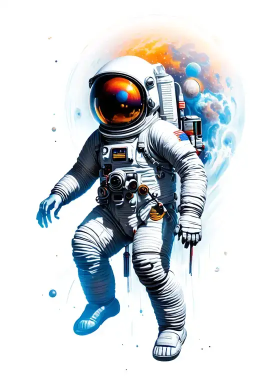 Space With Astronaut Floating