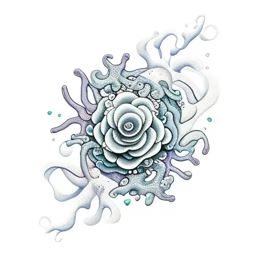 Many Small Flowers And Ocean