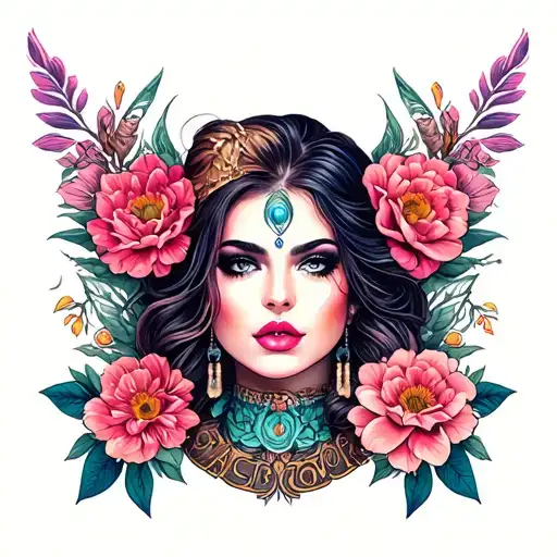 Western Style Tatto Design Feminine