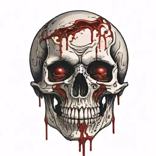 On The Shoulder Vampire Skull With Blood Dripping From The Eye And Mouth The Blood Goes Down The Arm
