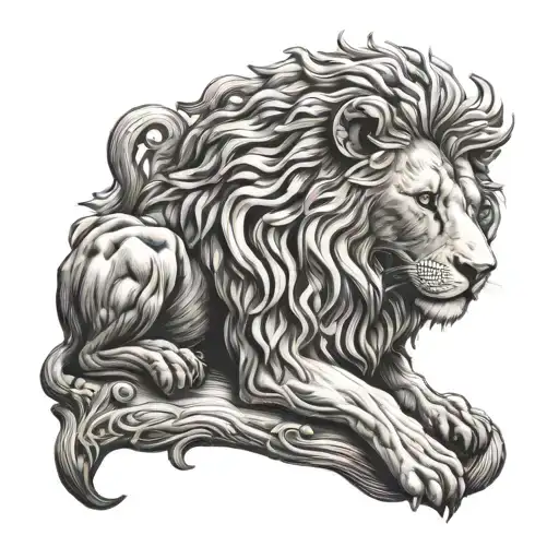 Old Wise Lion Sleeping