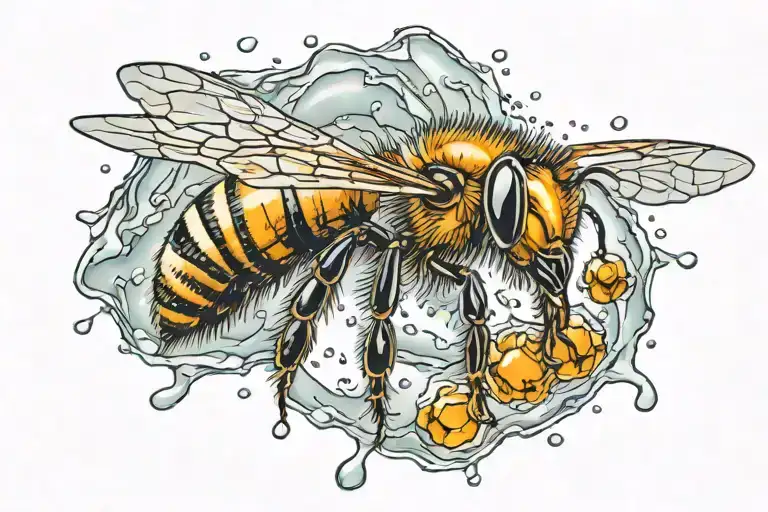 Honey Bee Flying In Rain