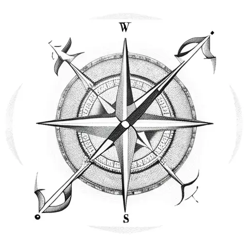 Compass With Axes Surrounding It