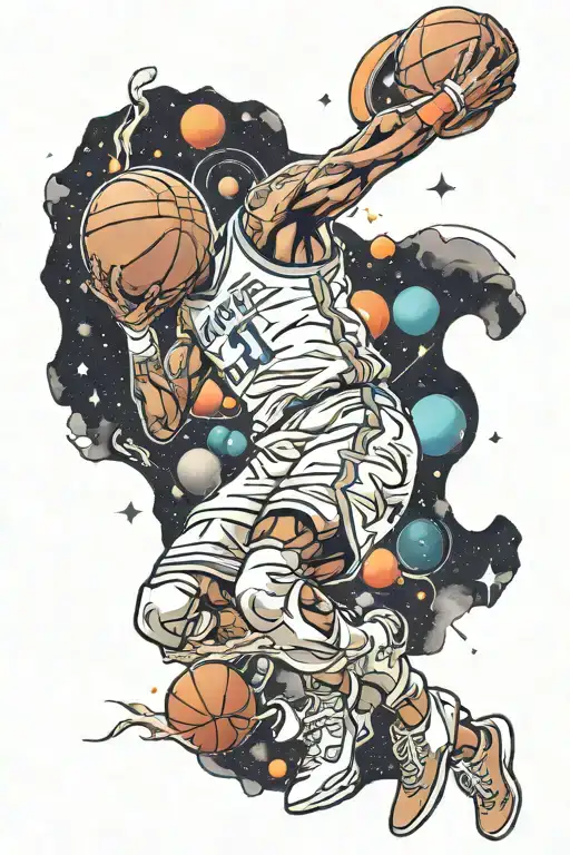 Space And Basketball Player Dunking