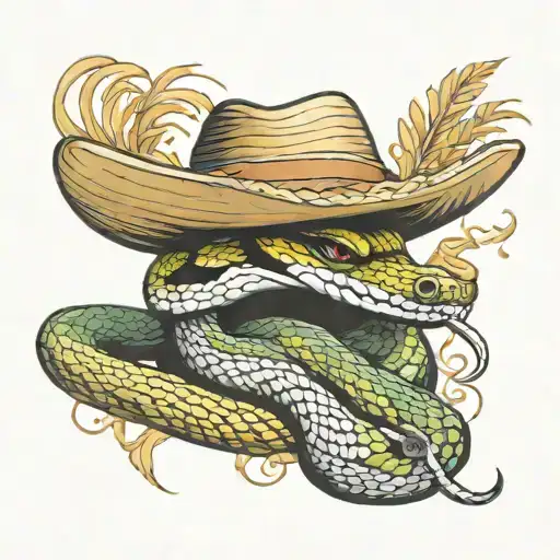 Snake And Straw Hat