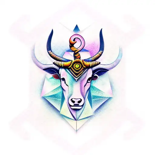 Capricorn And Bull Face Tattoo Connected