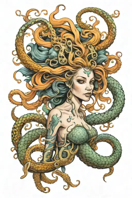 Warrior Mermaid And Octopus Tentacles