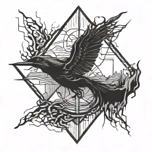 Tattoo Black Thin Lines In A Dark Atmosphere With Jagged Ends