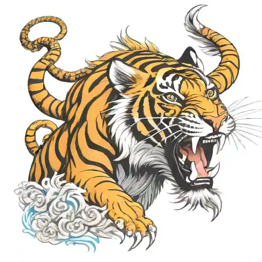 Buddhist Tibetan Tiger Roaring Lion's Head