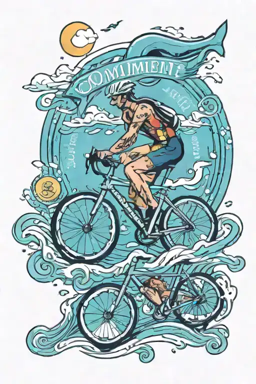 A Swim Bike Run Triathlon With The Word Commitment And Discipline