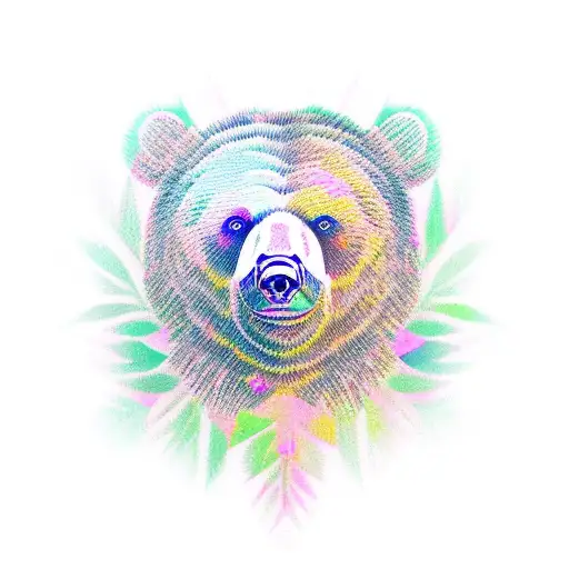 Bear Head With Ferns