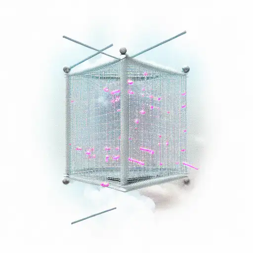 A Cube-shaped Cage With Cloud Bars Instead Of Metal Bars