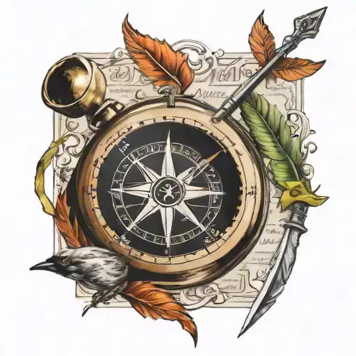 Compass And Writing Quill Semilcolon With Arrow