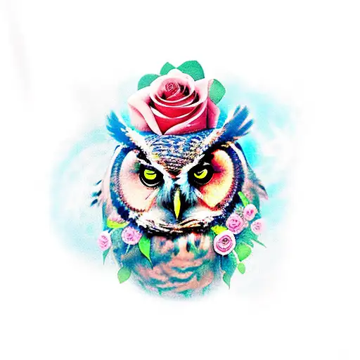 Owl With Blood Roses