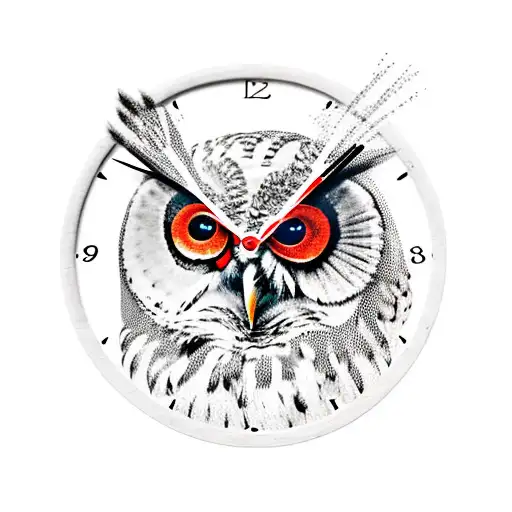 Owl With Blood Roses And A Broken Clock