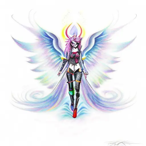 A Tattoo Of A Demonic My Little Pony With Colorful Wings