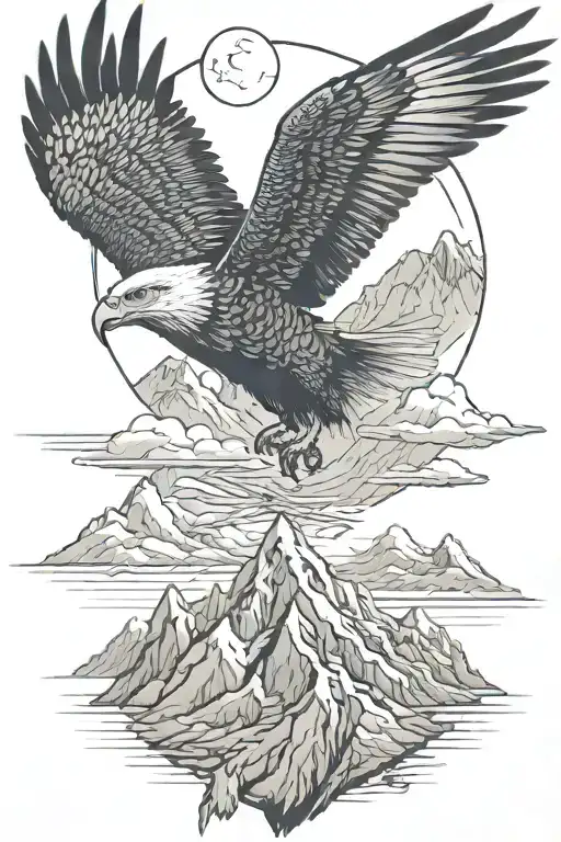 Mountains And Eagle Soaring