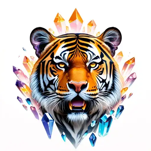 Tiger With Crystals Growing Out Of It