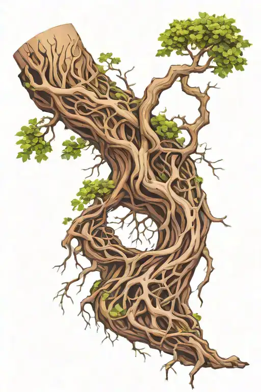 Tree Roots Spiraling From The Shoulder Sleeve