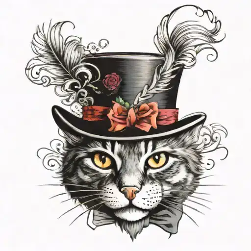 Cat Wirey Hair Wearing A Tophat And Bowtie