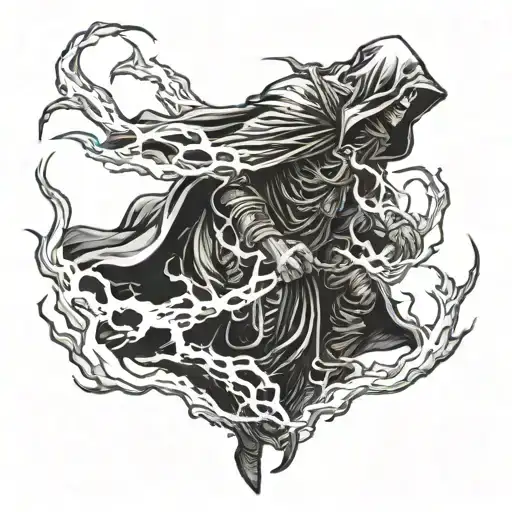 Lightning Death Ghost Black Cloak