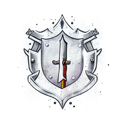 Sword With Shield And Forest Around