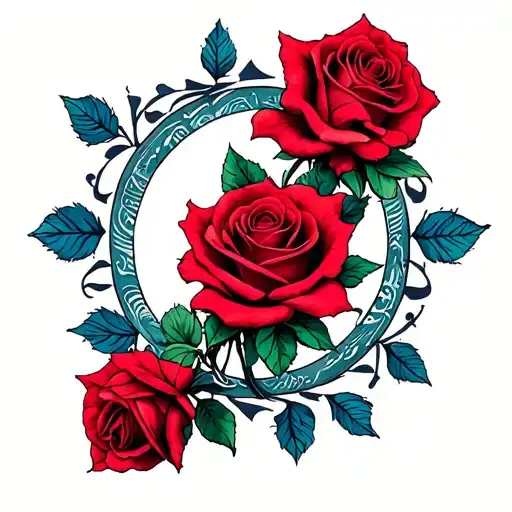 Tribal And Red Rose Leg Piece