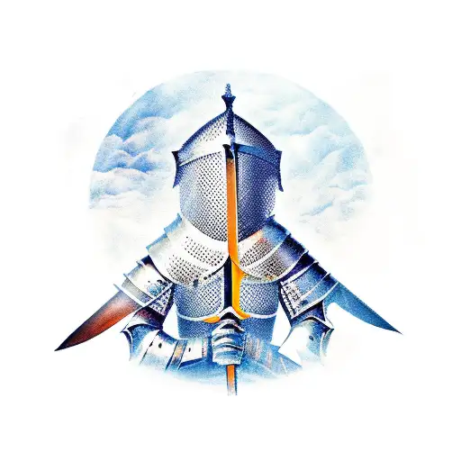 A Knight Looking At The Sky With A Bloody Sword