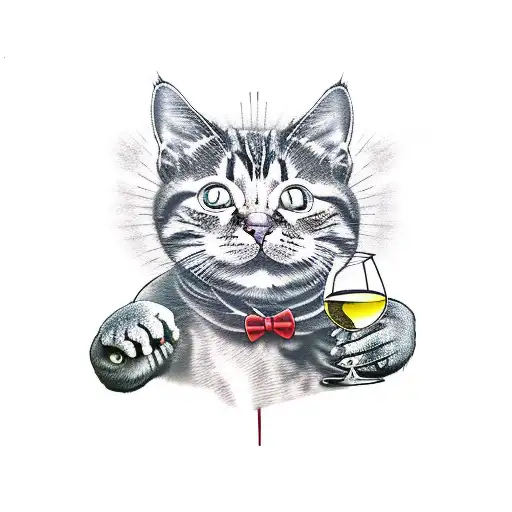 Cat Holding Wine