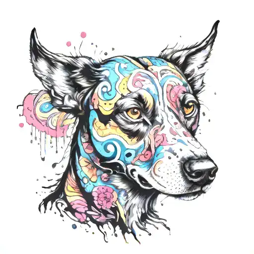 A Dog Being Disintegrated Into Binarie 1 - 0 With Psychedelic Style