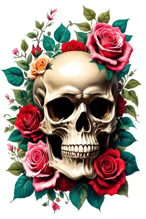Skull And Roses Wrapped