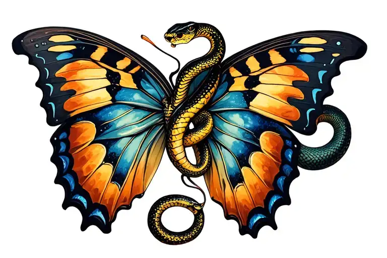 Butterfly Knife And Snake