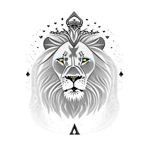 Head Of A Lion And The Ace Of Spades Card