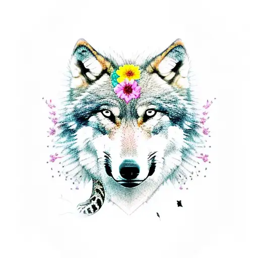 Wolf And Snake And Flowers
