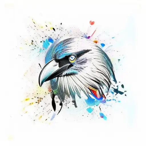 Crow With Wings Spreaed Out In The Traditional Australian Aboriginal Art Form