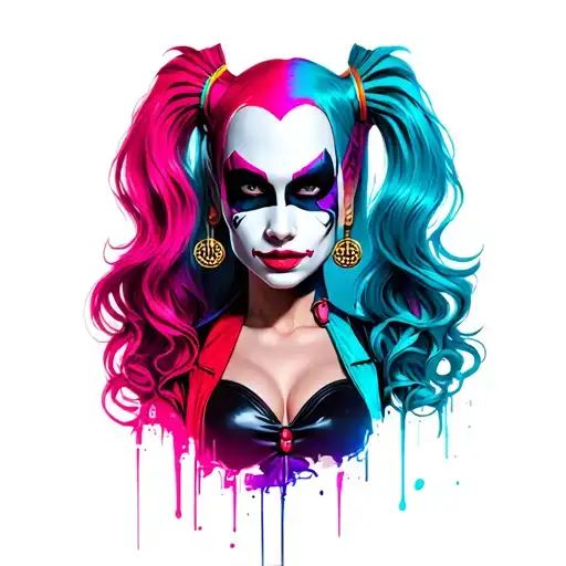 Cyberpunk Harley Quinn Using Trangender Flag Colors