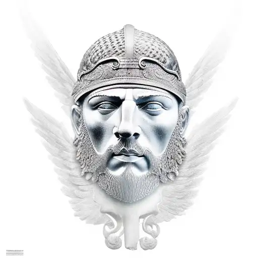 Wings Protecting A Roman Emperor And A Viking Warrior