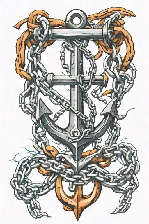 Anchor And Broken Chains Breaking Free From Chains