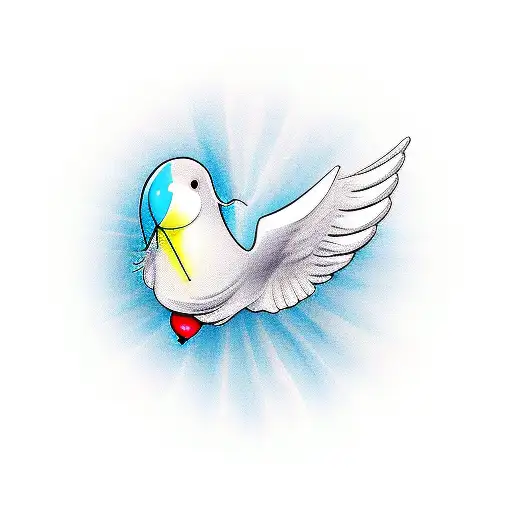 Dove With A Balloon In Its Beak